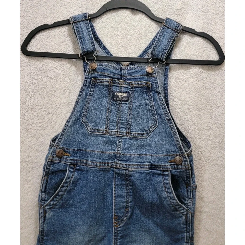 OshKosh B'gosh Overalls Toddler 5T‎ Blue Denim Vestbak Adjustable Straps Stretch